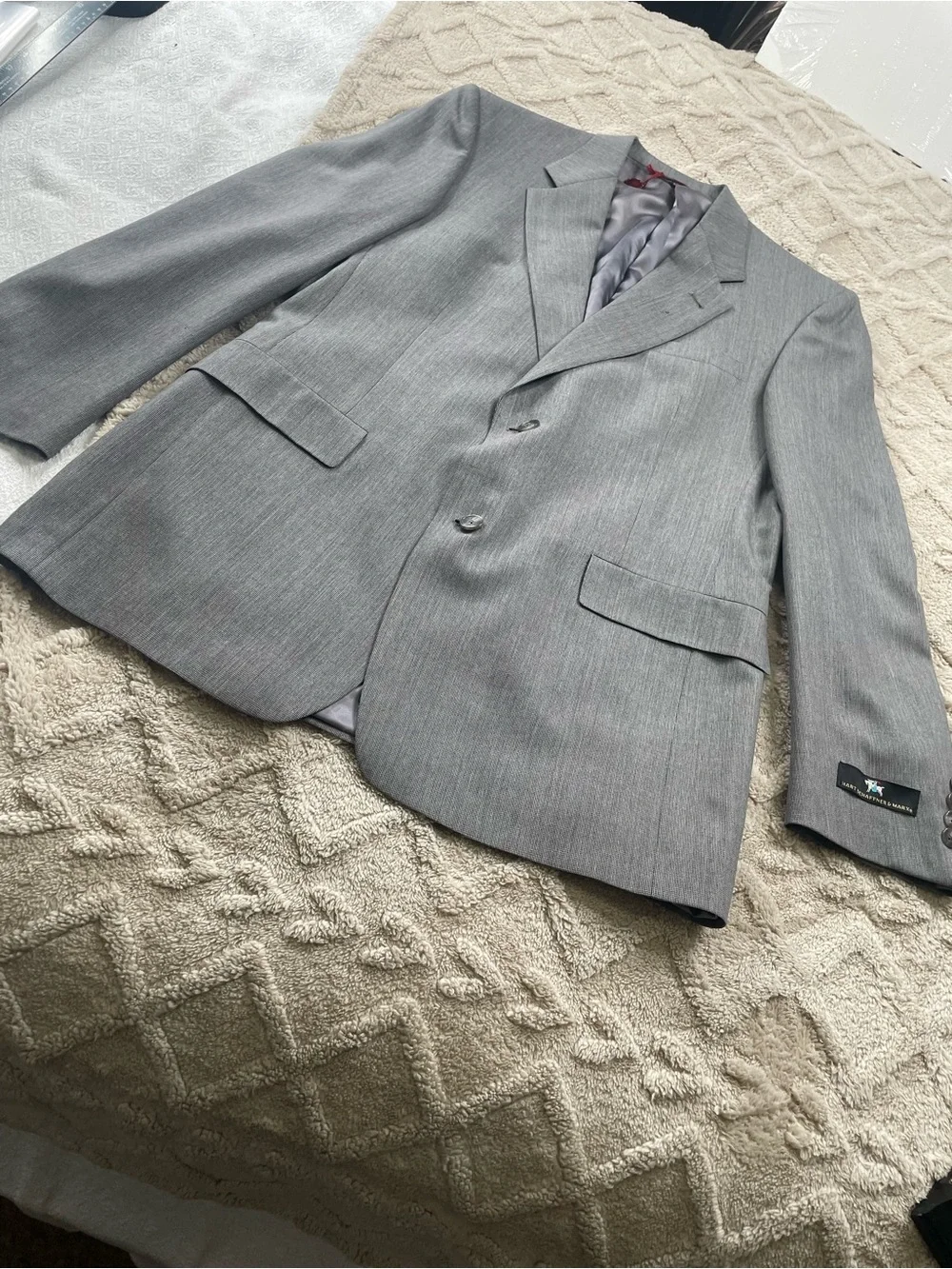 Hart Schaffner Marx Gray/Black Two-Button Sport Coat Size 42 L Business